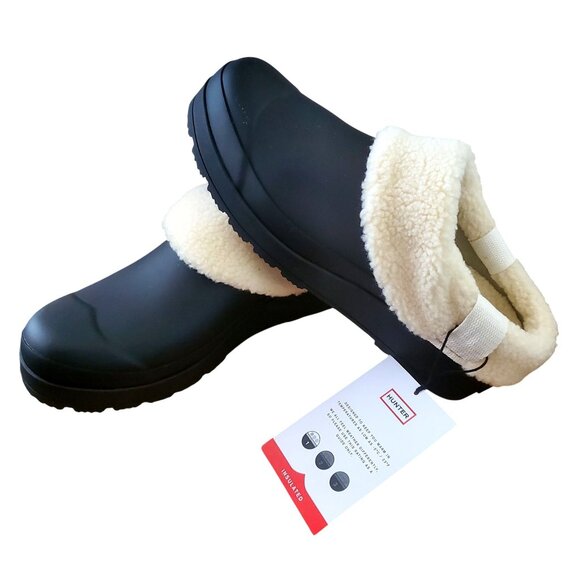 Hunter 8 Women Play Insulated Sherpa Clogs Waterproof Rubber Slip-on Winter Shoe - Picture 13 of 16